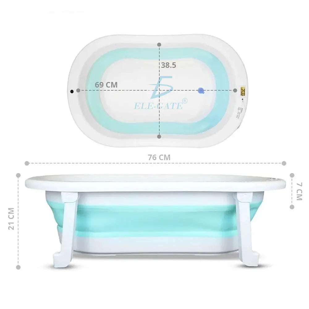 ELE-GATE Portable Foldable Plastic Bathtub with Water Thermometer for Home and Travel Baby Bath Tub 0-12 Months