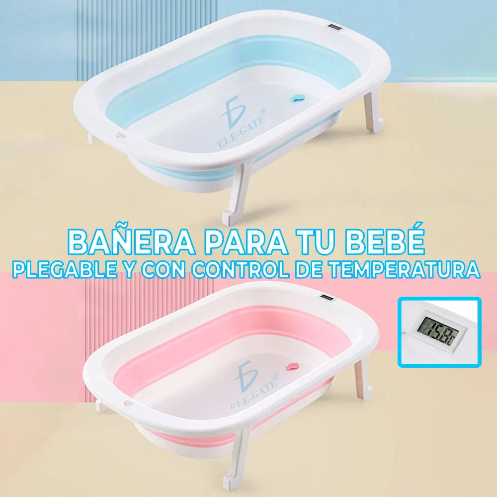 ELE-GATE Portable Foldable Plastic Bathtub with Water Thermometer for Home and Travel Baby Bath Tub 0-12 Months