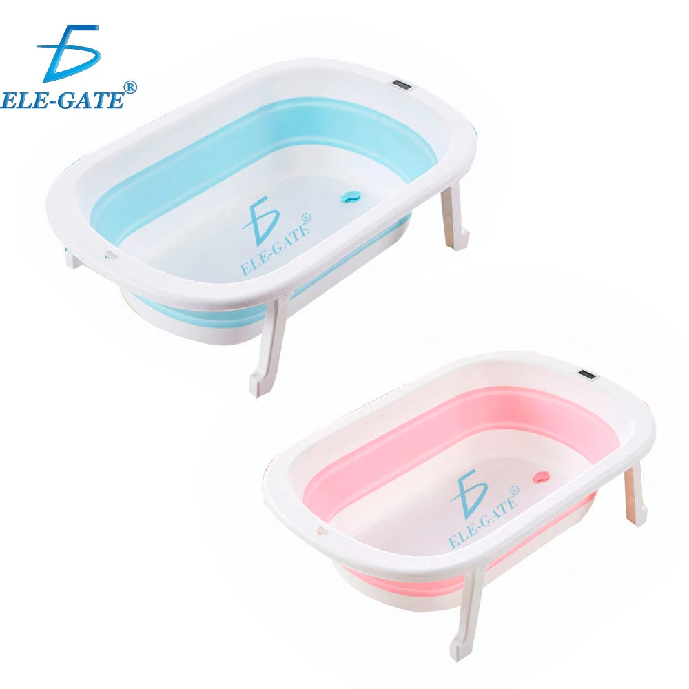 ELE-GATE Portable Foldable Plastic Bathtub with Water Thermometer for Home and Travel Baby Bath Tub 0-12 Months