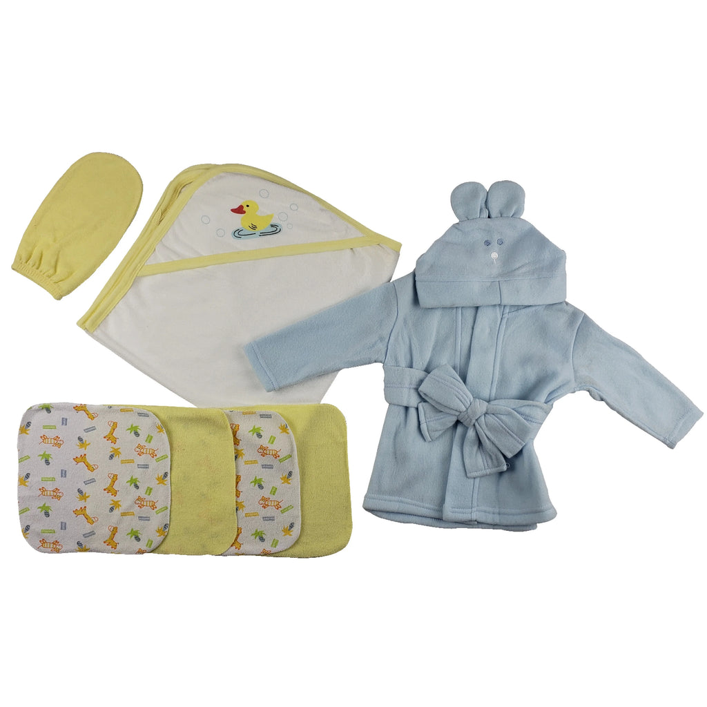 Juego de bata infantil de 7 piezas, toalla con capucha y paños con manoplas para la hora del baño del bebé
