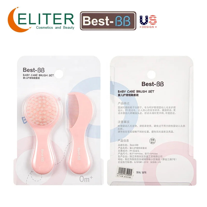 Kit de cuidado del bebé 2 en 1, juegos de cepillo y peine para bebés
