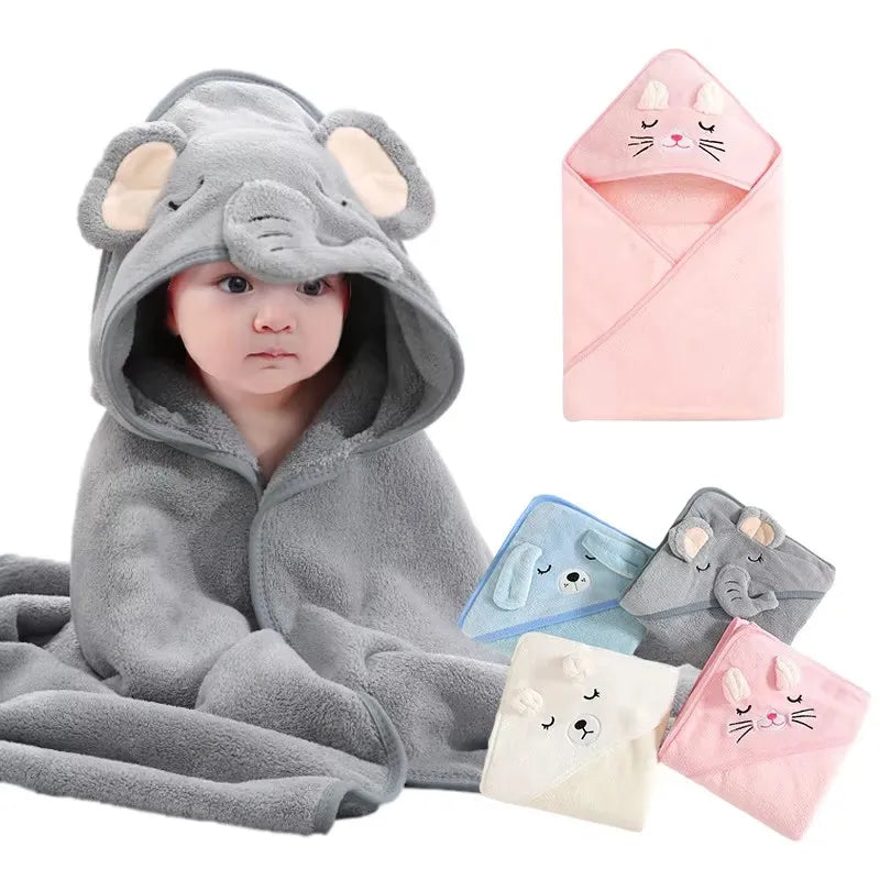 Toallas de baño de bebé de dibujos animados, toalla suave con capucha para recién nacido, bata de baño para niños pequeños.