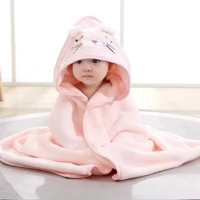 Toallas de baño de bebé de dibujos animados, toalla suave con capucha para recién nacido, bata de baño para niños pequeños.