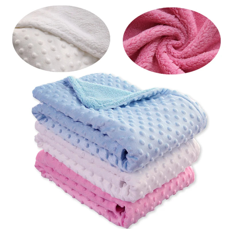 Manta para bebé y manta de lana suave térmica, juego de ropa de cama sólida de invierno, edredón de algodón, ropa de cama infantil, recién nacido