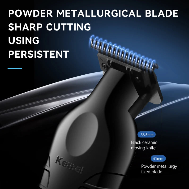 Cortadora de pelo inalámbrica para hombre Kemei, recortadora recargable con huecos cero USB, cortapelos eléctricas, accesorios de hoja original, KM-2299