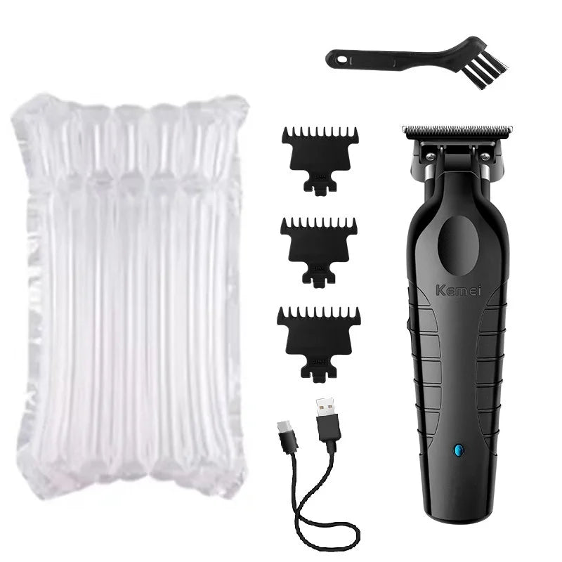 Cortadora de pelo inalámbrica para hombre Kemei, recortadora recargable con huecos cero USB, cortapelos eléctricas, accesorios de hoja original, KM-2299
