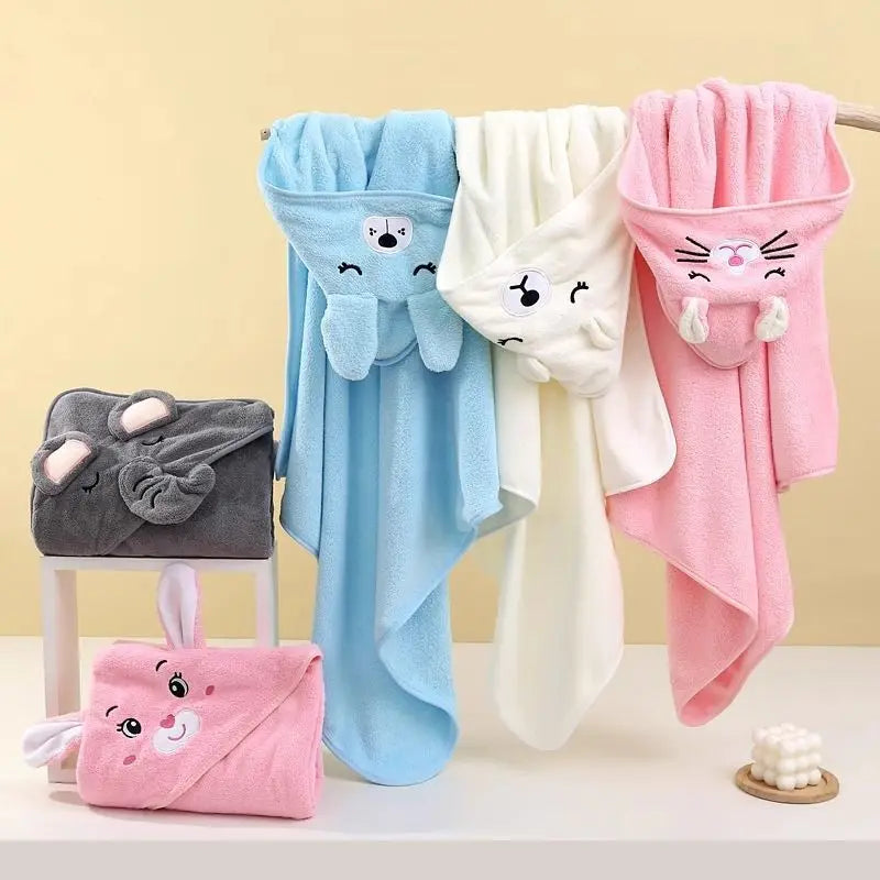 Toallas de baño de bebé de dibujos animados, toalla suave con capucha para recién nacido, bata de baño para niños pequeños.