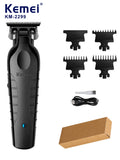 Cortadora de pelo inalámbrica para hombre Kemei, recortadora recargable con huecos cero USB, cortapelos eléctricas, accesorios de hoja original, KM-2299