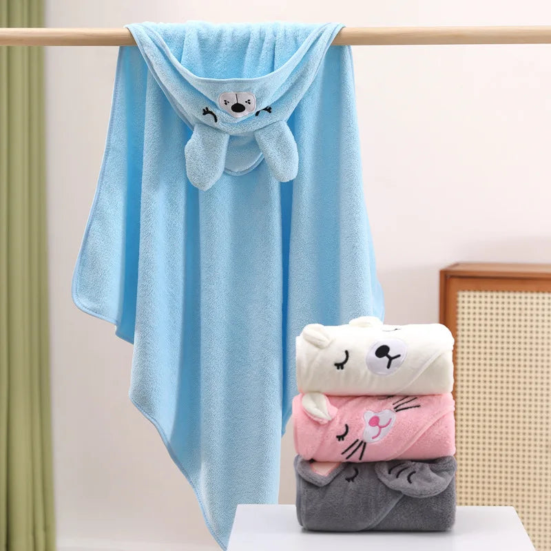 Toallas de baño de bebé de dibujos animados, toalla suave con capucha para recién nacido, bata de baño para niños pequeños.