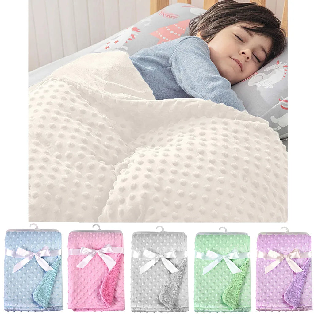 Manta para bebé y manta de lana suave térmica, juego de ropa de cama sólida de invierno, edredón de algodón, ropa de cama infantil, recién nacido