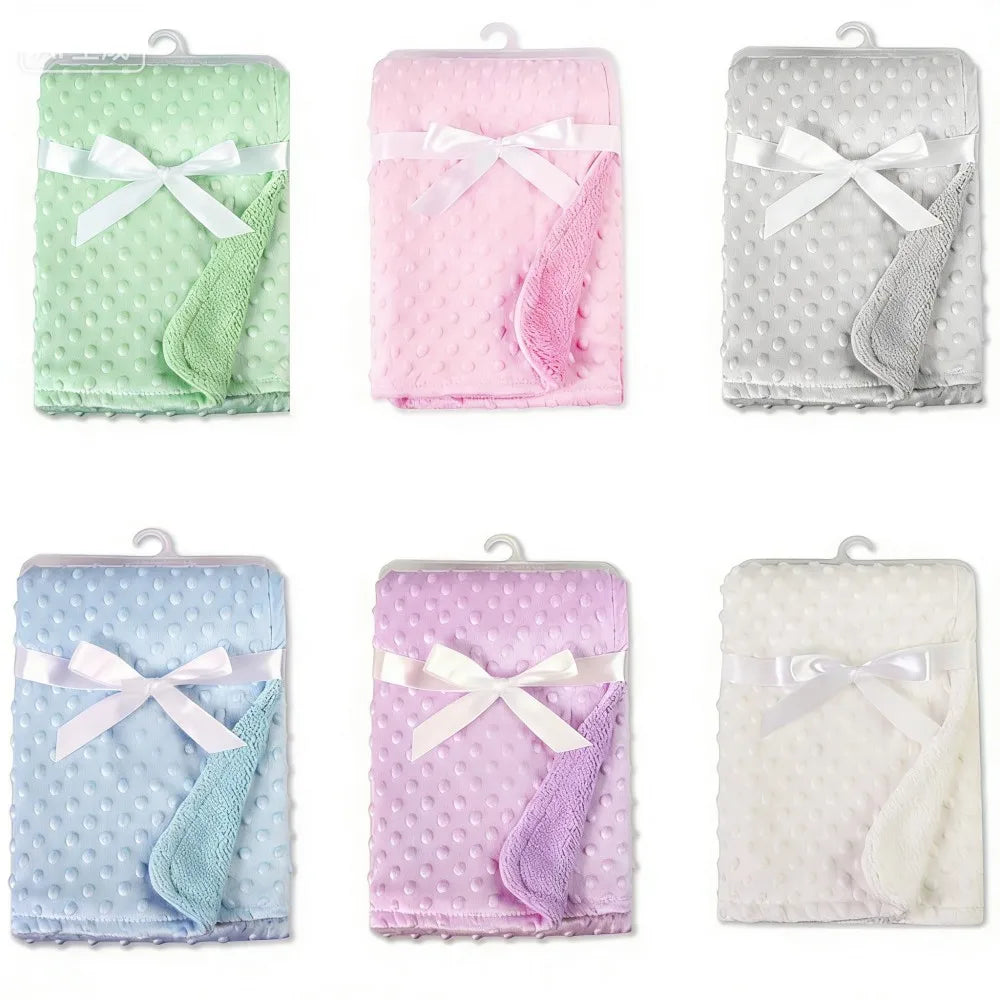 Manta para bebé y manta de lana suave térmica, juego de ropa de cama sólida de invierno, edredón de algodón, ropa de cama infantil, recién nacido